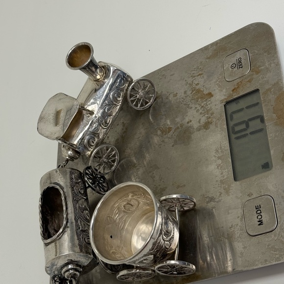 925 Sterling Silver Judaica Sterling Silver 3 Piece "Train" Set - Picture 11 of 12